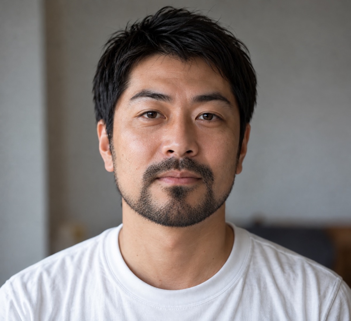 泥棒ヒゲのイメージ：ヒゲ脱毛後にあご周りの毛が黒く点状に残って見える男性